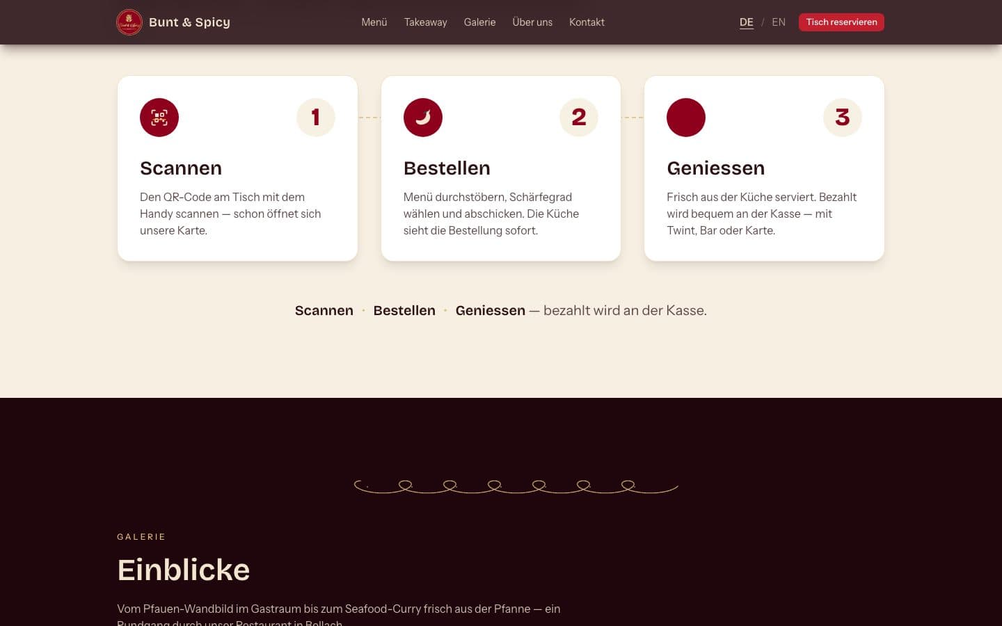 Bunt & Spicy – QR-Bestellung am Tisch in drei Schritten