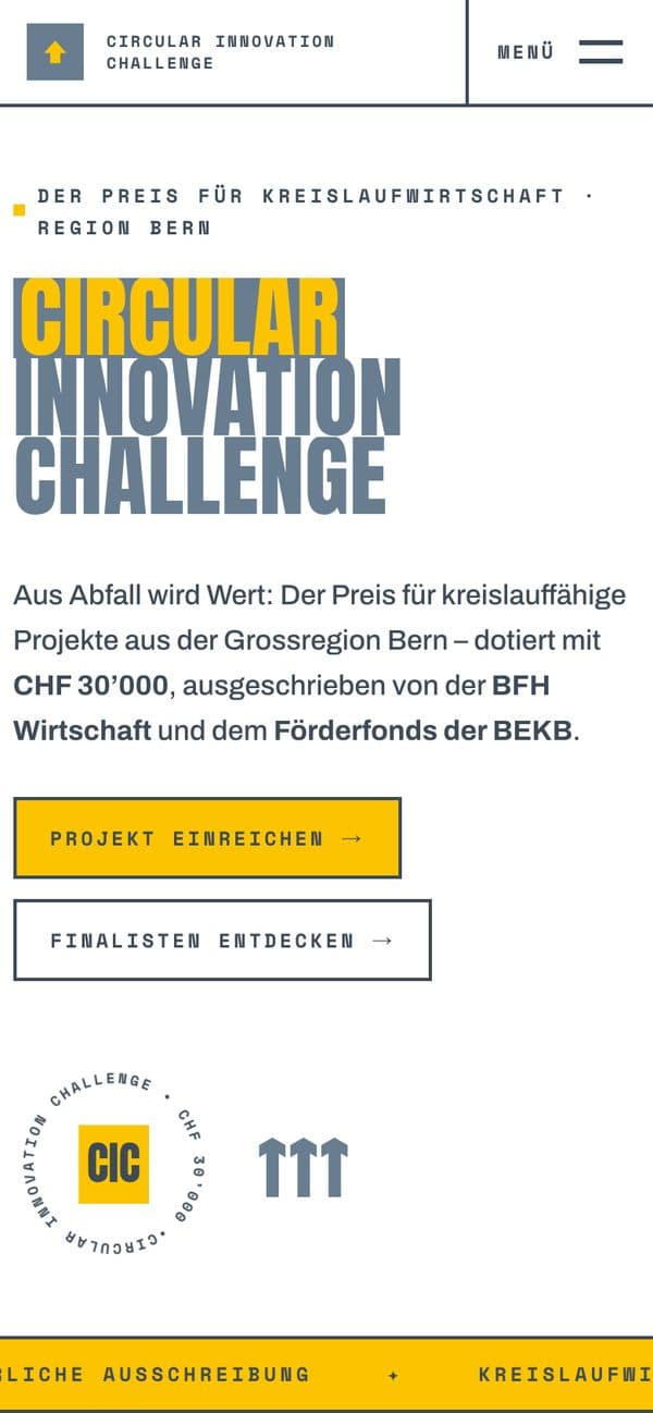 Circular Innovation Challenge – Ansicht auf dem Handy