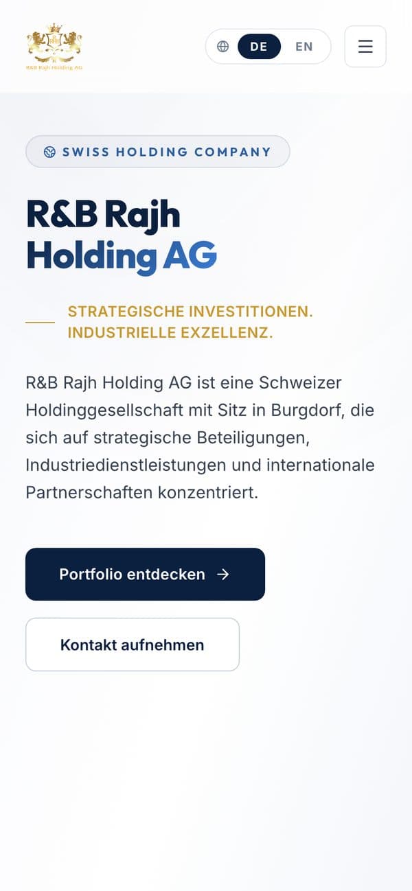 R&B Rajh Holding AG – Ansicht auf dem Handy