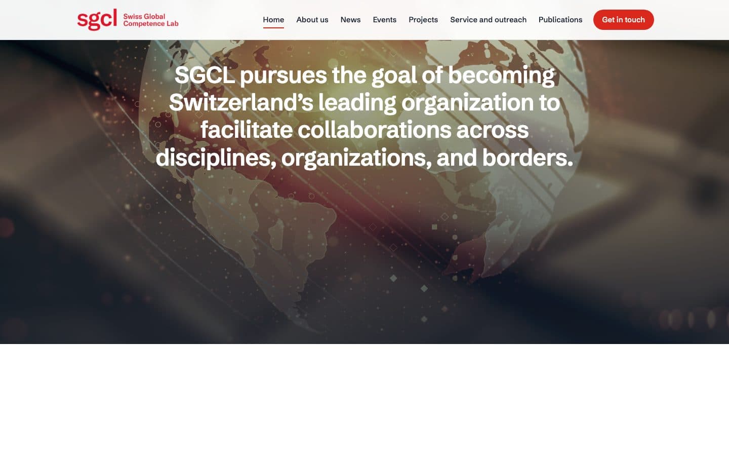 Swiss Global Competence Lab – Leitbild-Banner mit Weltkugel